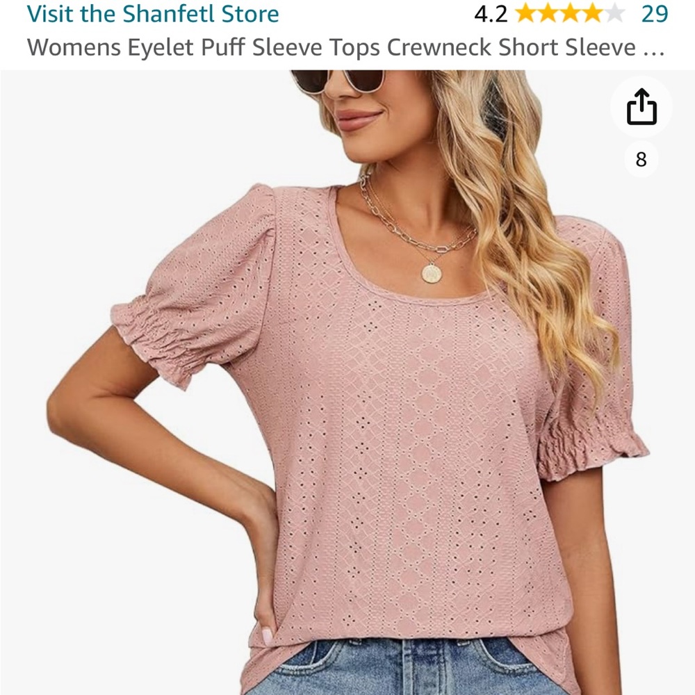 NWOT Pink Eyelet Top Medium